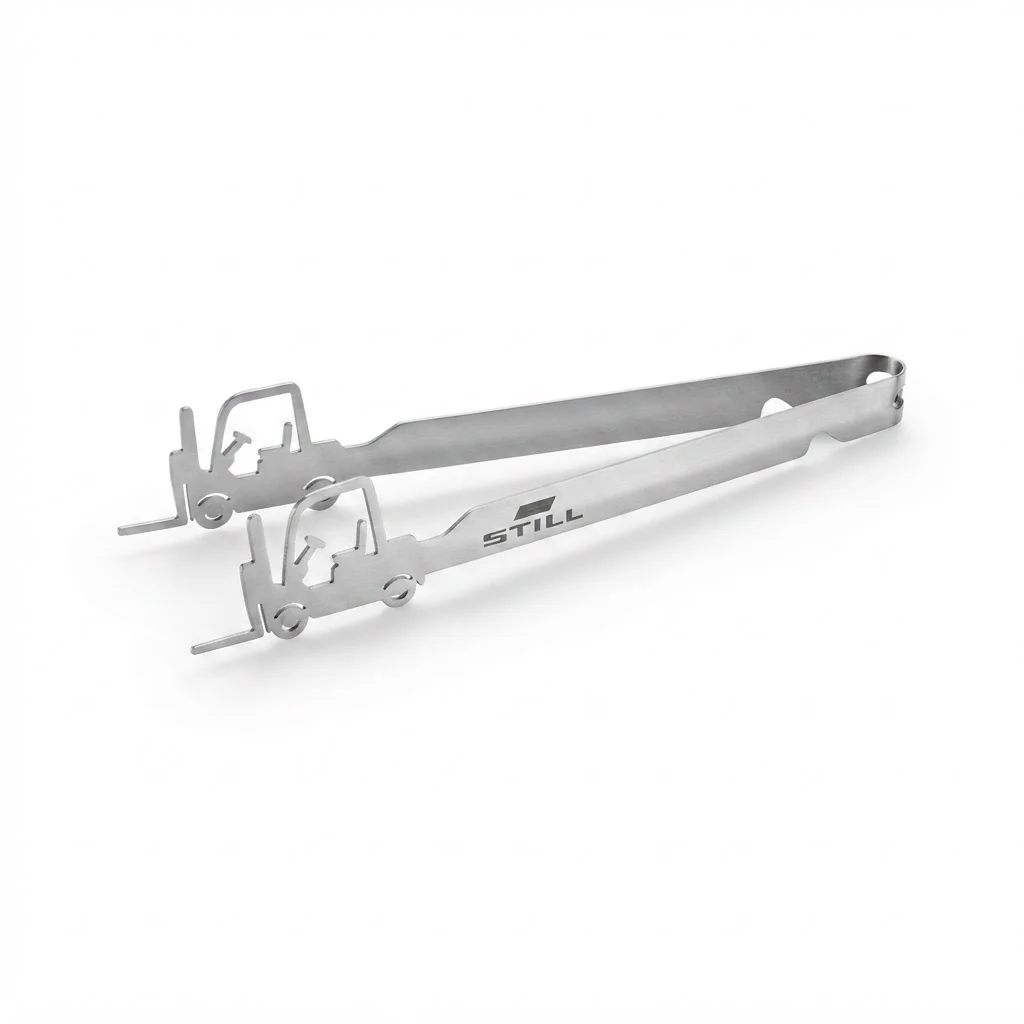 STILL Grillzange aus Edelstahl im Gabelstapler-Design